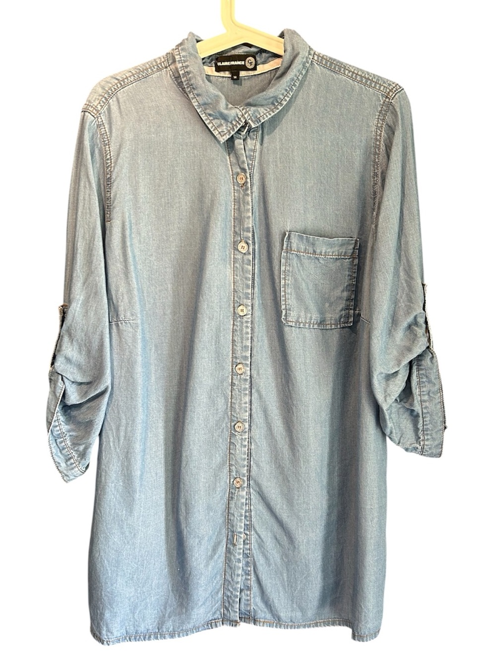 Light Blue Denim Button-Down Shirt - Casual Women’s Shirt